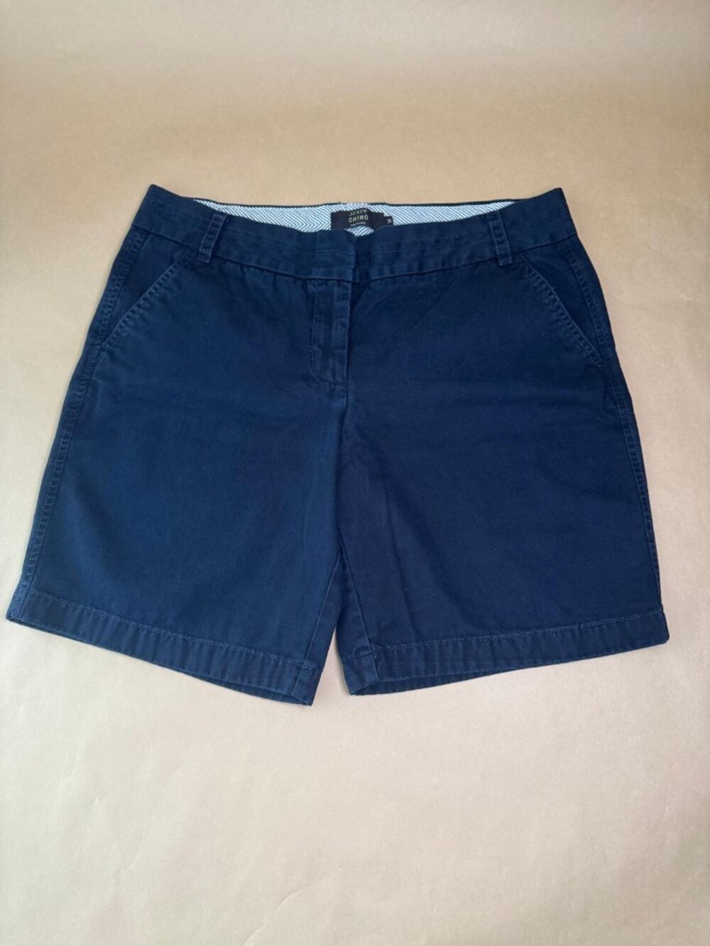 J.Crew Women's Navy Blue Chino Shorts Size 10 100% Cotton Flat Front Pockets